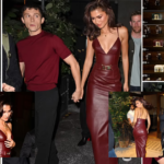 Zendaya Stuns in Burgundy Leather Dress While Matching with Tom Holland at Non-Alcoholic Beer Launch