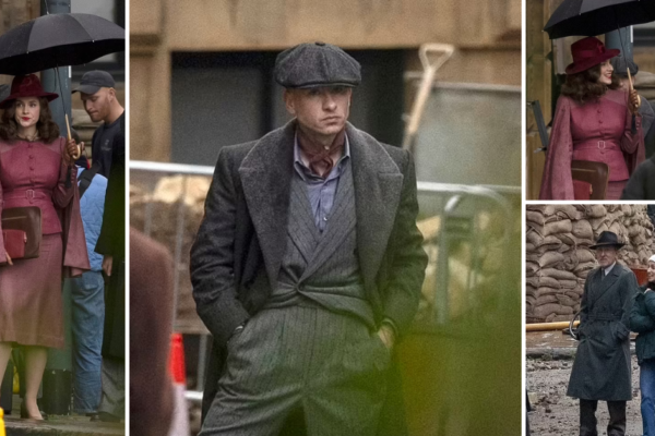 Barry Keoghan is seen for the FIRST time on the set of the Peaky Blinders movie as he films alongside co-stars Sophie Rundle and Tim Roth in Yorkshire