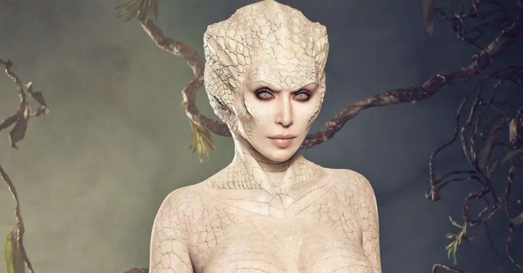 Kim Kardashian Dazzles in Albino Alligator Costume for Halloween 2024