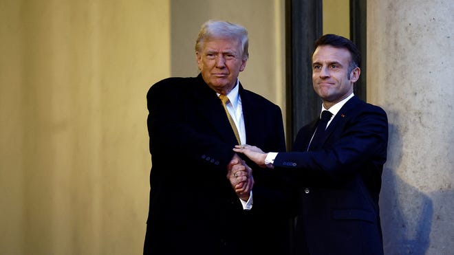 76839153007 20241207 t 154615 z 1747516495 rc 2 fkba 05 c 1 u rtrmadp 3 usatrumpfrance Emmanuel Macron Expresses Gratitude to Donald Trump for Attending Notre Dame Reopening