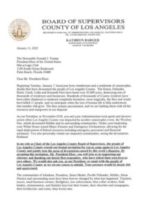 20250112 1358335583224509006076386 LA County supervisor pens letter to Trump asking him to visit wildfire damage