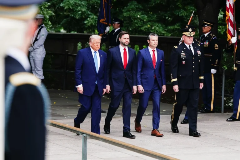 Trump highlights military service, and his return to office, in Memorial Day remarks.
